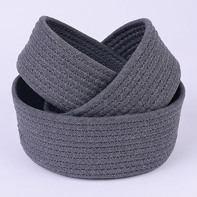 Round Woven Storage Basket, Small Storage Bin for Entryway Desk Key Tray Bowl, Catchall Home Decor