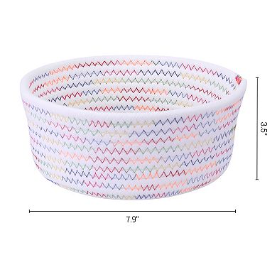 Round Woven Storage Basket, Small Storage Bin for Entryway Desk Key Tray Bowl, Catchall Home Decor