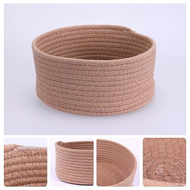 Round Woven Storage Basket, Small Storage Bin for Entryway Desk Key Tray Bowl, Catchall Home Decor