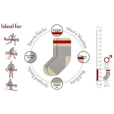 Wool Striped Boot Work Men's 3 Pair Pack Socks