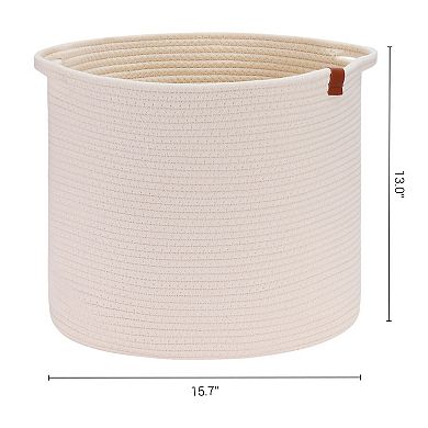 Woven Storage Basket, Shelf Closet Storage Organizer Bin for Living Room Home Decor Blankets