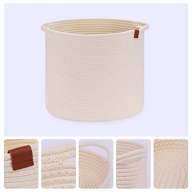 Woven Storage Basket, Shelf Closet Storage Organizer Bin for Living Room Home Decor Blankets