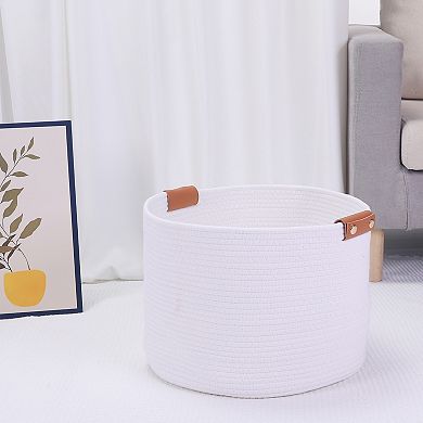 Woven Storage Basket, Shelf Closet Storage Bin for Blankets, Clothes, Shoes, Organizer Bin
