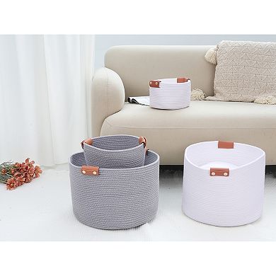 Woven Storage Basket, Shelf Closet Storage Bin for Blankets, Clothes, Shoes, Organizer Bin