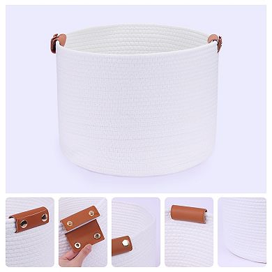 Woven Storage Basket, Shelf Closet Storage Bin for Blankets, Clothes, Shoes, Organizer Bin