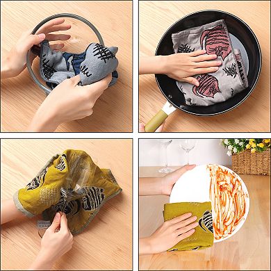 Kitty Pattern Kitchen Towels, Absorbent with Hanging Loop, 14" x 16" 12 Pack