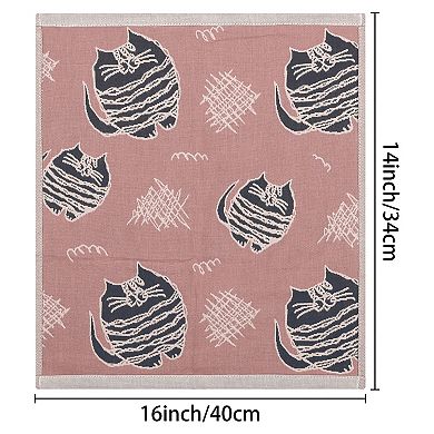 Kitty Pattern Kitchen Towels, Absorbent with Hanging Loop, 14" x 16" 12 Pack