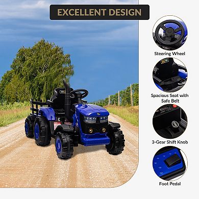 Ride on Tractor with Trailer,12V Kids' Electric Vehicles