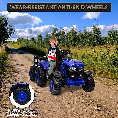 Ride on Tractor with Trailer,12V Kids' Electric Vehicles
