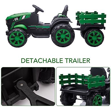 Kids Ride on Tractor with Trailer,12V Electric Vehicles