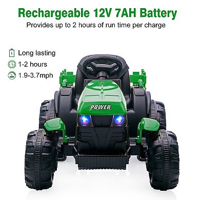 Kids Ride on Tractor with Trailer,12V Electric Vehicles