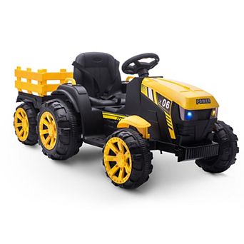 Kids Ride on Tractor with Trailer,12V Electric Vehicles