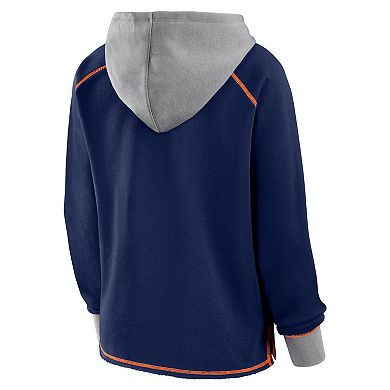 Women's Navy Denver Broncos Boom Fleece Pullover V-Neck Hoodie