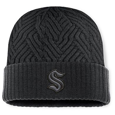 Men's Fanatics Black Seattle Kraken Authentic Pro Road Cuffed Knit Hat