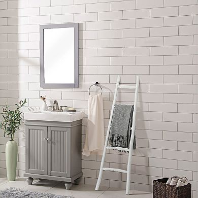 LuxenHome White Solid Wood 5-Rung Blanket Ladder