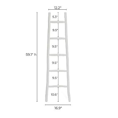 LuxenHome White Solid Wood 5-Rung Blanket Ladder