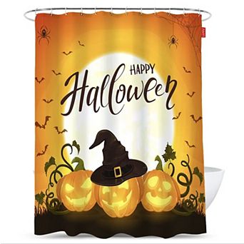 Kate Aurora Spooky Happy Halloween Jack-o-lanterns Fabric Shower Curtain
