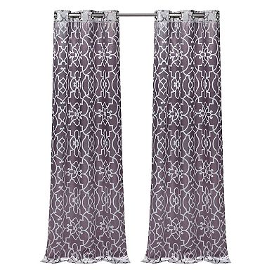 Kate Aurora 2 Piece Geo Sheen Palladian Grommet Top 88 Percent Blackout Curtain Panels - 84 in. Long