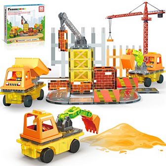 PicassoTiles 50 pc Construction, STEM Toy Magnet Tile, Building Block for Kid Age 3 & Up, PTU06
