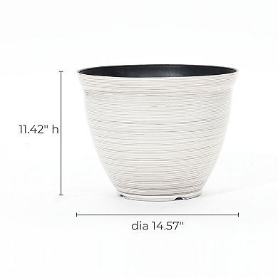 LuxenHome Ivory White Bell Round Plastic Planter