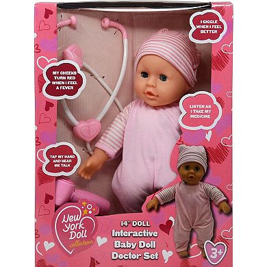 The New York Doll Collection 14 Inch Talking Baby Doll Doctor Playset