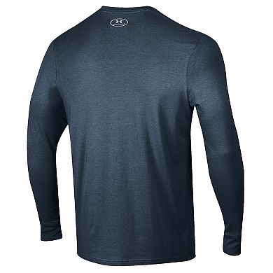 Men's Under Armour Navy Navy Midshipmen 2024 Rivalry Skull Performance Long Sleeve T-Shirt