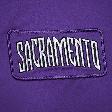 Men's Mitchell & Ness Purple Sacramento Kings Hardwood Classics Nights Team Leader Satin Full-Zip Jacket