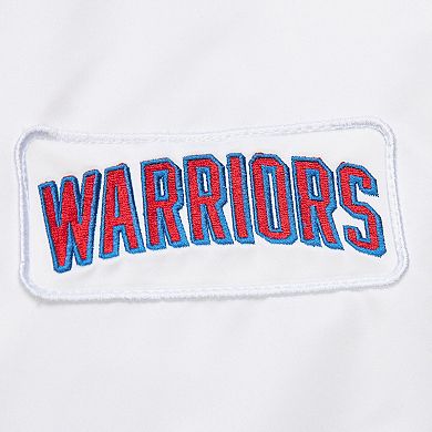 Men's Mitchell & Ness White Golden State Warriors Hardwood Classics Nights Team Leader Satin Full-Zip Jacket