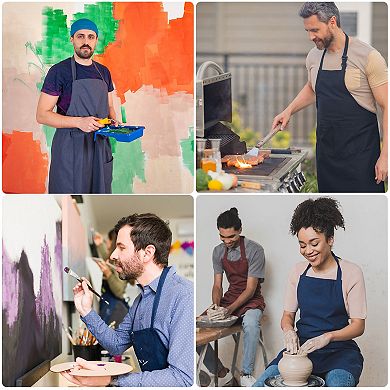 Kitchen Cooking Aprons Polyester Art Aprons Pottery Apron Artist Painting Apron with 2 Pockets