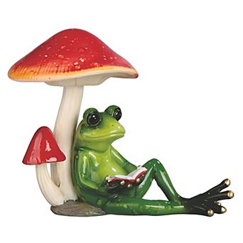 FC Design 5"W Frog Reading under Mushroom Figurine Decoration Home Room Decor