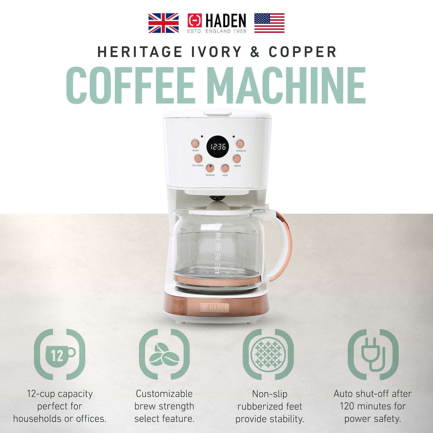 Coffee Machine HADEN Dorchester Ultra Stone Blue Programmable Drip