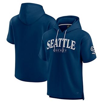 Men's Fanatics Deep Sea Blue Seattle Kraken Elements Ready Short Sleeve Pullover Hoodie