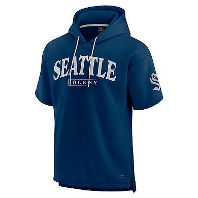 Men's Fanatics Deep Sea Blue Seattle Kraken Elements Ready Short Sleeve Pullover Hoodie