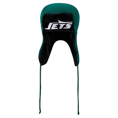 Men's New Era Green New York Jets Helmet Head Trapper Knit Hat
