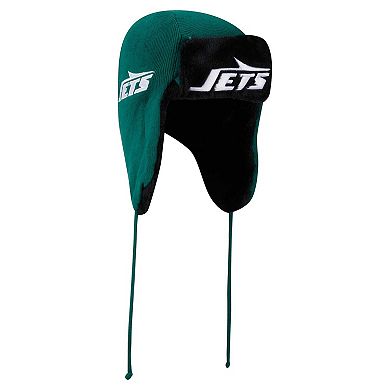 Men's New Era Green New York Jets Helmet Head Trapper Knit Hat