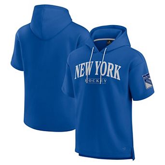 Men's Fanatics Blue New York Rangers Elements Ready Short Sleeve Pullover Hoodie