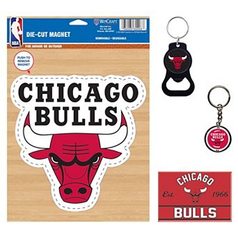 WinCraft Chicago Bulls 4-Pack Key Rings and Magnets Set
