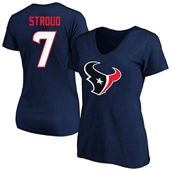 Women's Fanatics C.J. Stroud Navy Houston Texans Plus Size Player Name & Number Alternate Logo V-Neck T-Shirt