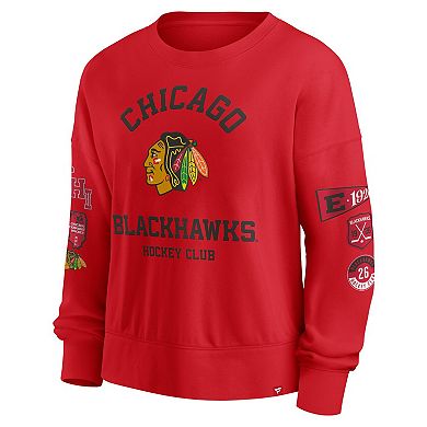 Women's Fanatics Red Chicago Blackhawks Go Team Pullover Sweatshirt
