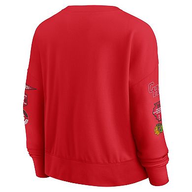 Women's Fanatics Red Chicago Blackhawks Go Team Pullover Sweatshirt