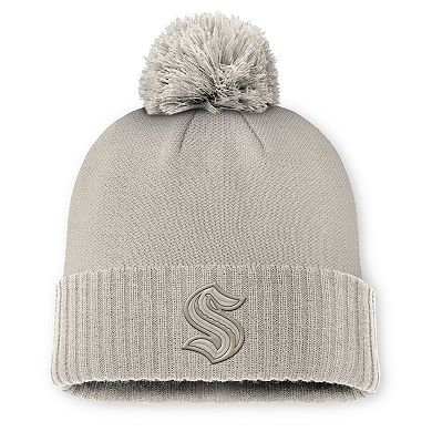 Women's Fanatics Tan Seattle Kraken Authentic Pro Road Cuffed Knit Hat with Pom