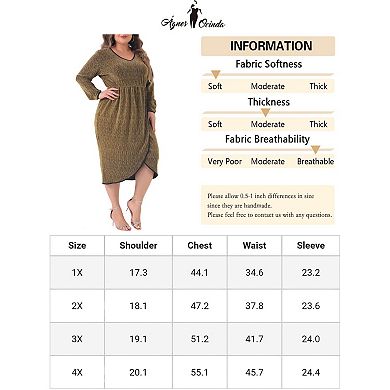 Plus Size Dress for Women Long Sleeve V Neck High Slit Sequin Party Cocktail Dresses
