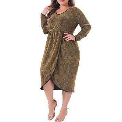 plus size long sleeve dresses cocktail and party Hfyihgf Plus Size Dresses for Women Wedding Guest Semi Formal Lace Cocktail Graduation Party Long Sleeve A Line Maxi Long Dress Black XL