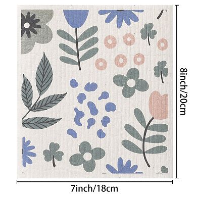 Reusable Cleaning Cloths, 10 Pack Swedish Kitchen Dish Towels No Odor Wildflowers 7" x 8"