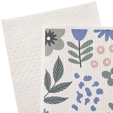 Reusable Cleaning Cloths, 10 Pack Swedish Kitchen Dish Towels No Odor Wildflowers 7" x 8"