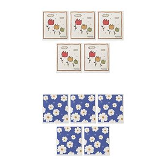 Reusable Cleaning Cloths, 10 Pack Swedish Kitchen Dish Towels No Odor Wildflowers 7" x 8"