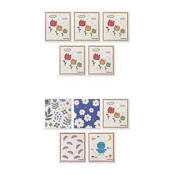 Reusable Cleaning Cloths, 10 Pack Swedish Kitchen Dish Towels No Odor Wildflowers 7" x 8"