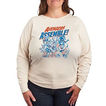 Plus Size Marvel Avengers Assemble Group French Terry Long Sleeve Tee
