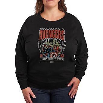 Plus Size Marvel Avengers Vintage Band French Terry Long Sleeve Tee