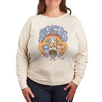 Plus Size Marvel Avengers Vintage Floral French Terry Long Sleeve Tee